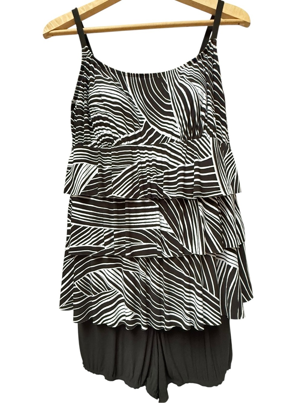 Great Lengths One Piece Plus Size Swimsuit Tiered Ruffle Tankini Swimdress sz 14